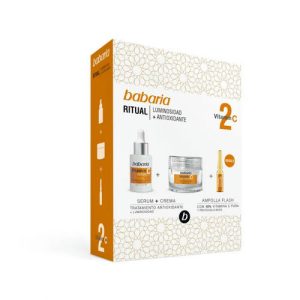 Набор Babaria (Бабария) Восстановление и сияние с витамином С (Крем для лица + Сыворотка для лица + Косметичка)