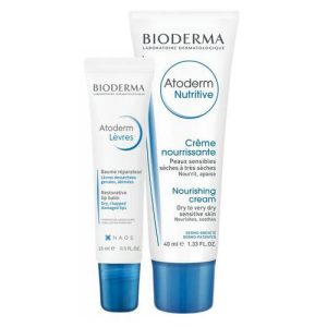 Набор Bioderma Atoderm (Бальзам для губ 15 мл + Бальзам для лица 40 мл в Подарок)