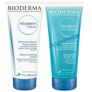 Набор Bioderma Atoderm (Крем 200 мл + Гель для душа очищающий 200 мл)
