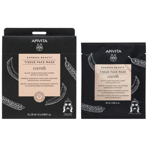 Маска Apivita Express Beauty Детокс и очищение кожи лица с семенами рожкового дерева черная 20 мл