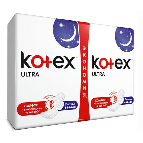 Прокладки Kotex Ultra Dry& Soft Night 14 шт