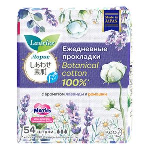 Laurier, Ежедневные прокладки с ароматом лаванды и ромашки Botanical Cotton, 54 шт.
