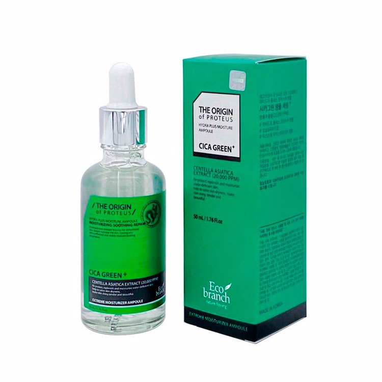 ECO BRANCH THE ORIGIN OF PROTEUS CICA GREEN AMPOULE 50ml, Ампульная сыворотка с центеллой