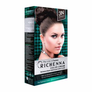 RICHENNA COLOR CREAM (HENNA) 3N #DARK BROWN (60ml+60ml), Крем-краска для волос с хной #Темно коричневый (60мл+60мл)