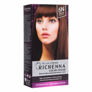 RICHENNA COLOR CREAM (HENNA) 5N #CHESTNUT (60ml+60ml), Крем-краска для волос с хной #Каштановый (60мл+60мл)