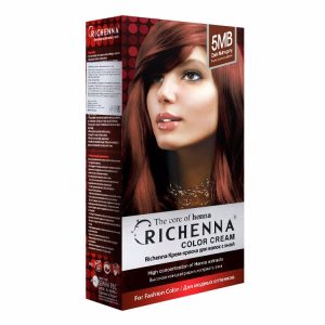 RICHENNA COLOR CREAM (HENNA) 5MB #DARK MAHOGANY (60ml+60ml), Крем-краска для волос с хной #Темно красное дерево (60мл+60мл)