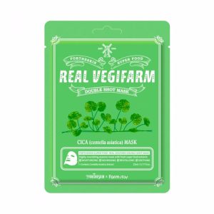 FORTHESKIN SUPER FOOD REAL VEGAFARM DOUBLE SHOT MASK CICA (10ea), Питательная маска для чувствительной кожи с экстрактом центеллы (10шт)