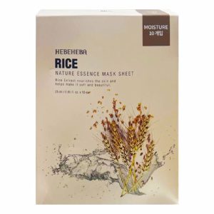 HEBEHEBA RICE NATURAL ESSENCE MASK SHEET (25ml*10ea), Тканевая маска с натуральной эссенцией риса (25мл*10шт)