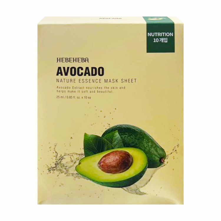 HEBEHEBA AVOCADO NATURAL ESSENCE MASK SHEET (25ml*10ea), Тканевая маска с натуральной эссенцией авокадо (25мл*10шт)