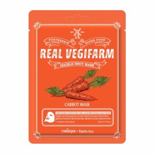 FORTHESKIN SUPER FOOD REAL VEGIFARM DOUBLE SHOT MASK CARROT (23mlx10ea), Питательная маска для чувствительной кожи с экстрактом моркови (23млx10шт)