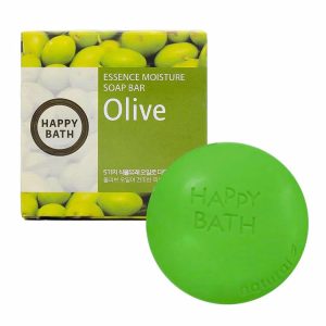 HAPPY BATH ESSENCE MOISTURE BAR OLIVE SOAP (90gr*4ea), Мыло для лица и тела с экстрактом оливы (90гр*4шт)