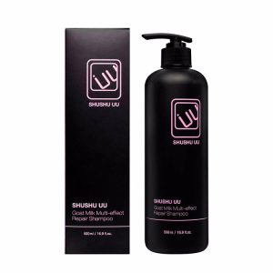 SHUSHU UU GOAT MILK MULTI-EFFECT REPAIR SHAMPOO (BLACK) (500ml), Многоцелевой восстанавливающий шампунь с козьим молоком (Черный) (500мл)