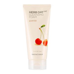 THE FACE SHOP HERB DAY 365 CLEANSING FOAM ACEROLA (170ml), Очищающая пенка для лица с экстрактом вишни (170мл)