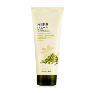 THE FACE SHOP HERB DAY 365 CLEANSING FOAM MUNG BEAN (170ml), Очищающая пенка для лица с экстрактом бобов мунг (170мл)