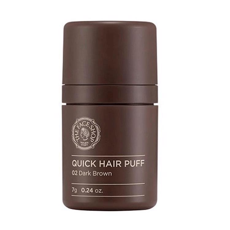 THE FACE SHOP QUICK HAIR PUFF DARK BROWN #02 (7ml), Цветная пудра для быстрой окраски #02 Тёмно Коричневый (7мл)
