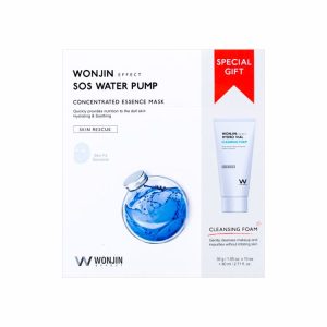 WONJIN EFFECT SOS WATER PUMP CONCENTRATED ESSENCE MASK (30gr*10pcs+80ml), Маска с водяной помпой + пенка для умывания (30гр*10шт+80мл)