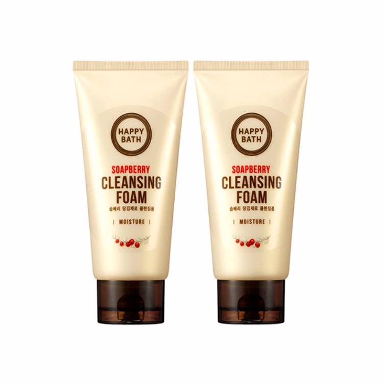 HAPPY BATH SOAPBERRY CLEANSING FOAM MOISTURE 2IN1 (150gr+150gr), Пенка для умывания с экстрактом мыльнянки