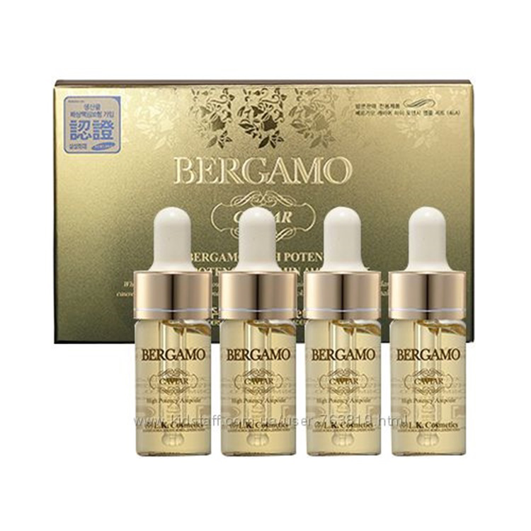 BERGAMO CAVIAR HIGH POTENCY HIGH POTENCY VITAMIN AMPOULE SET (13ml x 4ea), Набор ампульных сывороток с экстрактом черной икры (13мл x 4шт)