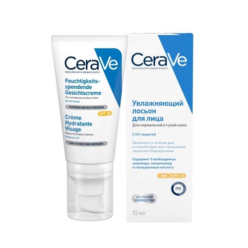 Крем CeraVe увлажняющий дневной для нормальной и сухой кожи лица с SPF25 52 мл