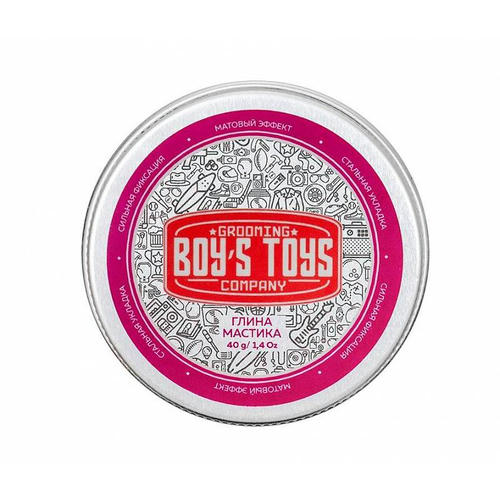 Boys Toys, Глина для укладки волос высокой фиксации с низким уровнем блеска Strong Hold Clay Putty, 40 мл