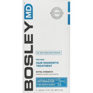 BOSLEY Hair Regrowth Treatment, Спрей с миноксидилом 5% для восстановления роста волос у мужчин, 2x60ml