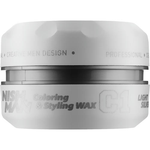 Nishman C1 Light Silver Hair Premium Coloring Wax, Тонирующий крем-воск на водной основе сильной фиксации, 150ml
