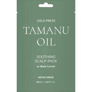 Rated Green Cold Press Tamanu Oil Soothing Scalp Pack (sachet), Успокаивающая маска для кожи головы с маслом таману и черной смородиной
