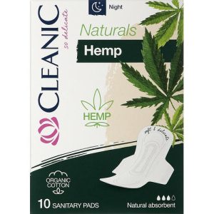 Cleanic Naturals Hemp Night Sanitary Pads, Прокладки ночные с конопляным волокном, 10 шт.