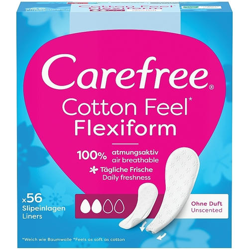 Carefree Cotton FlexiForm Unscented, Гигиенические ежедневные гибкие прокладки без запаха, 56 шт — изображение 2