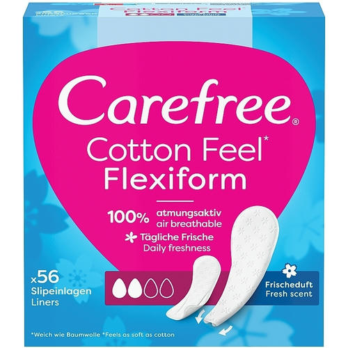 Carefree Cotton FlexiForm, Гигиенические ежедневные гибкие прокладки, 56шт