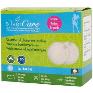 Masmi Silver Care, Многоразовые прокладки для груди, 100% хлопок, 2 капли