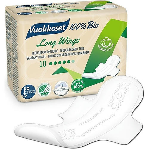 Vuokkoset BIO Long Wings, Гигиенические прокладки с крылышками, 10 шт. — изображение 2