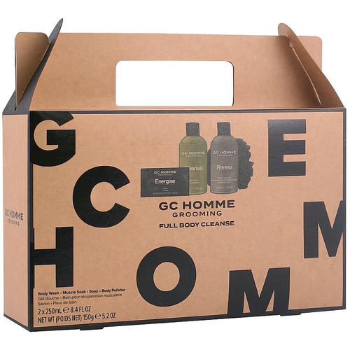 Набор, Grace Cole GC Homme Grooming Full Body Cleanse (b/wash/250ml + sponge/1pc + soap/150g + muscle/soak/250ml)