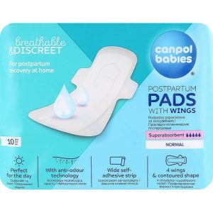 Canpol Babies Breathable & Discreet Day Postpartum Pads, Гигиенические послеродовые прокладки, 10 шт