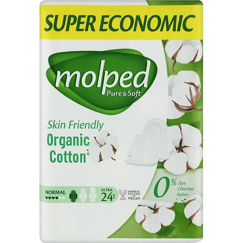 Molped, Гигиенические прокладки Pure & Soft Normal, 4 капли, 24 шт.