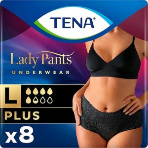 Tena, Урологические трусы для женщин Lady Pants Plus L, черные, 8 шт.