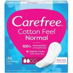 Carefree Cotton Unscented Pantyliners, Гигиенические ежедневные прокладки, 56шт