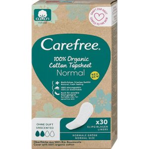 Carefree 100% Organic Cotton Normal, Гигиенические ежедневные прокладки, 30 шт