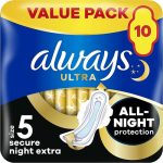 Always Ultra Extra Night, Гигиенические прокладки, размер 5, 10 шт.