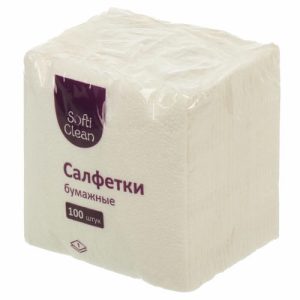 Салфетки бумажные Softi Clean 100 шт 1 слой белые