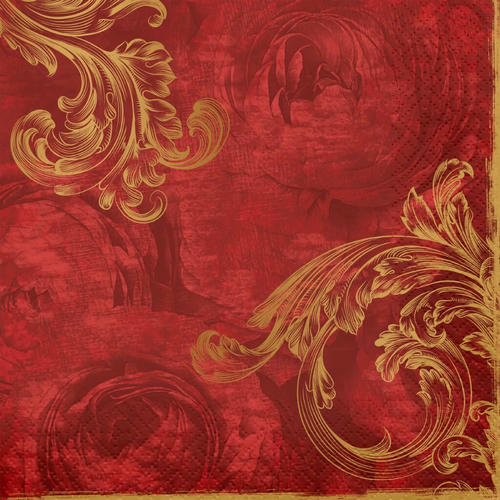 Салфетки Перышко Prestige 20 шт 3 слоя 33х33 см Красный бархат