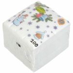 Салфетки бумажные Гармония цвета Новогодний коллаж 100 шт 24х24 см