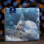 Салфетки Перышко Prestige 33*33 20шт 3-сл Сноумен