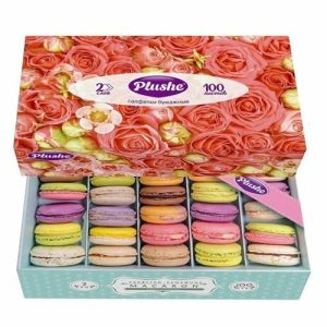 Салфетки бумажные Plushe Macaron 100 шт 2 слоя в ассортименте