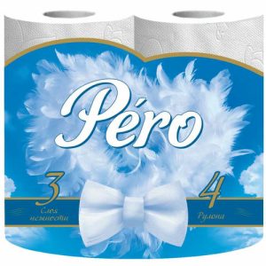 Туалетная бумага Pero White 3 слоя 4 шт с втулкой белая, ароматизированная