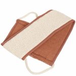 Мочалка банная лента 59 х 10.5 см люфа х/б с ручкой коричневая