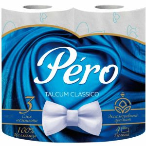Туалетная бумага Pero Talcum 3 слоя 4 шт с втулкой белая, ароматизированная