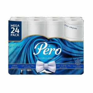 Туалетная бумага Pero Talcum 3 слоя 24 шт с втулкой белая