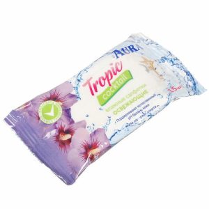 Салфетки влажные Aura Тропический коктейль освежающие 15 шт в ассортименте