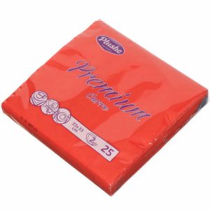 Салфетки бумажные Plushe Рremium 25 шт 2 слоя 33х33 см красные